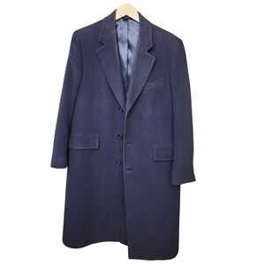 Mark Shale Dhalishan 100% Cashmere Men's Overcoat Navy Blue Classic Fit 40R